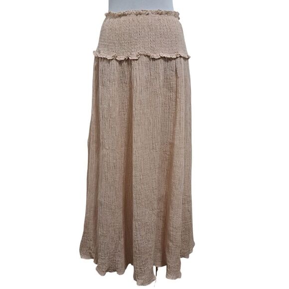 Zimmermann Bayou Elegant Shirred Crinckled Office Siren Chic Cream Skirt Size 1 - Picture 1 of 15